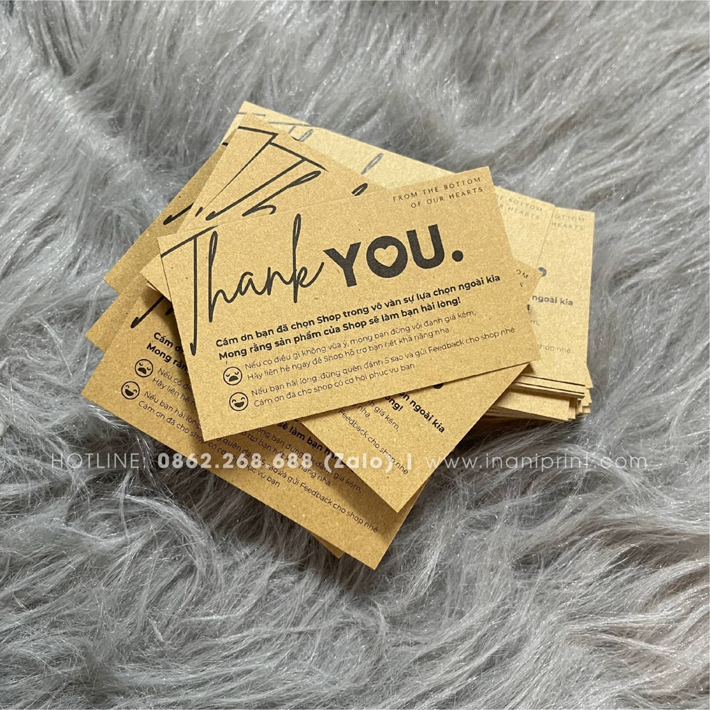 Card Cám Ơn Giấy Kraft, Thiệp Cám Ơn Giấy Tái Chế