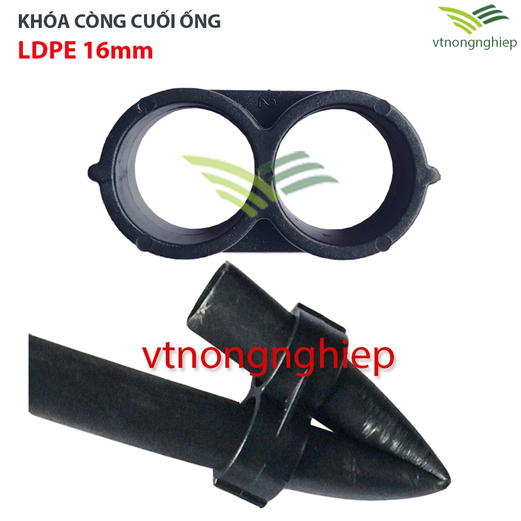 Khóa số 8 bịt cuối ống dây LDPE 16mm-20mm-25mm, dùng trong hệ thống tưới tự dộng