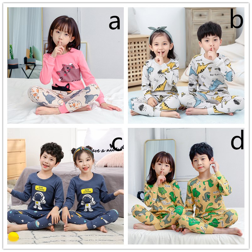 Set Đồ Ngủ Dài Tay In Họa Tiết Dễ Thương Cho Bé