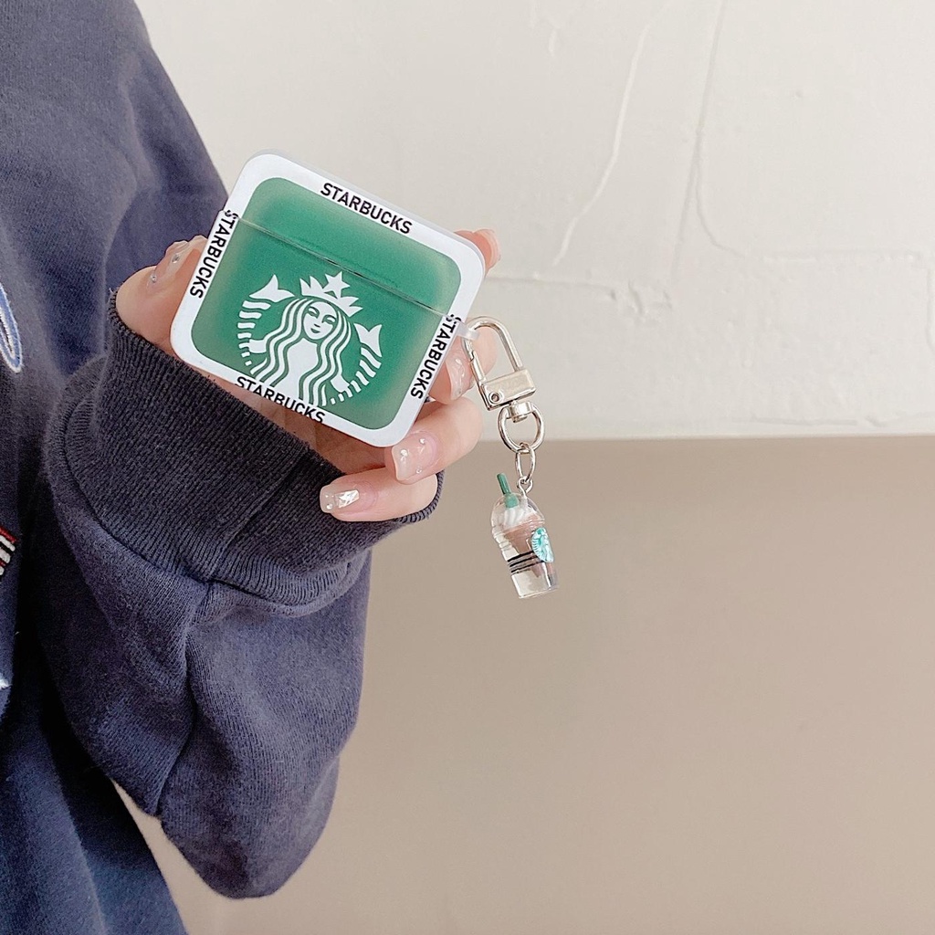 Vỏ Bảo Vệ Hộp Sạc Tai Nghe Airpods 1/2/pro 3 gen 3 Bằng Silicon Hình Ly Cà Phê Hình Vuông Họa Tiết Starbucks Thời Trang