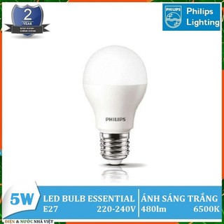 BÓNG ĐÈN PHILIPS LEDBULB ESSENTIAL 5W E27 A60 ( TIẾT KIỆM ĐIỆN - ÁNH SÁNG TRẮNG & VÀNG )