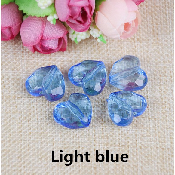 Bộ 10 Hạt Charm Trong Suốt Hình Trái Tim Dùng Làm Trang Sức DIY