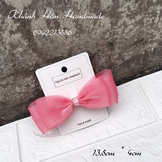 Kẹp nơ hồng handmade size 13,5cm * 4cm cho bé gái ( ảnh thật