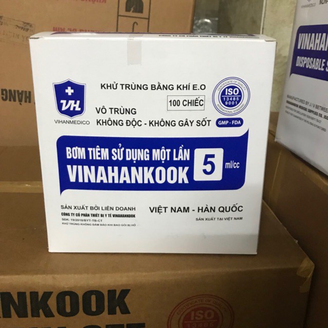 (bơm) Kim tiêm sử dụng 1 lần Vinahankook 5ml/cc hộp 100 chiếc