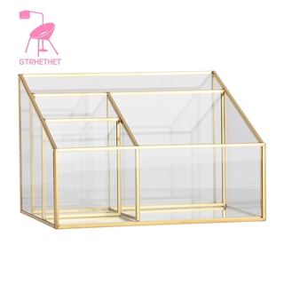 (Hàng Mới Về) Khay Đựng Mỹ Phẩm Bằng Kim Loại Và Thủy Tinh 4 Ngăn Tiện Dụng