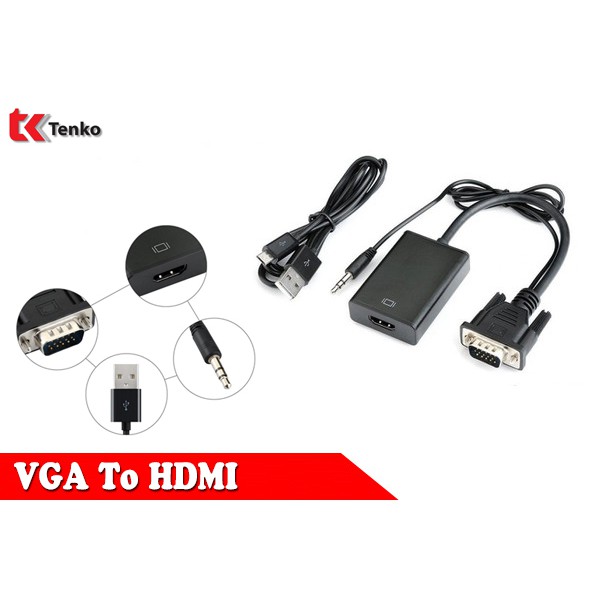 Cáp chuyển đổi VGA Audio sang HDMI hỗ trợ full HDM