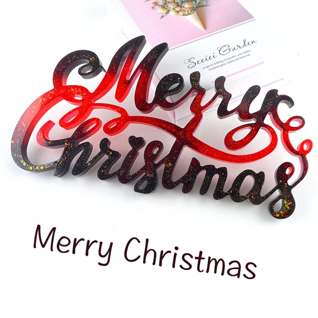 IVORY Khuôn Nhựa Làm Đất Sét In Chữ Merry Christmas