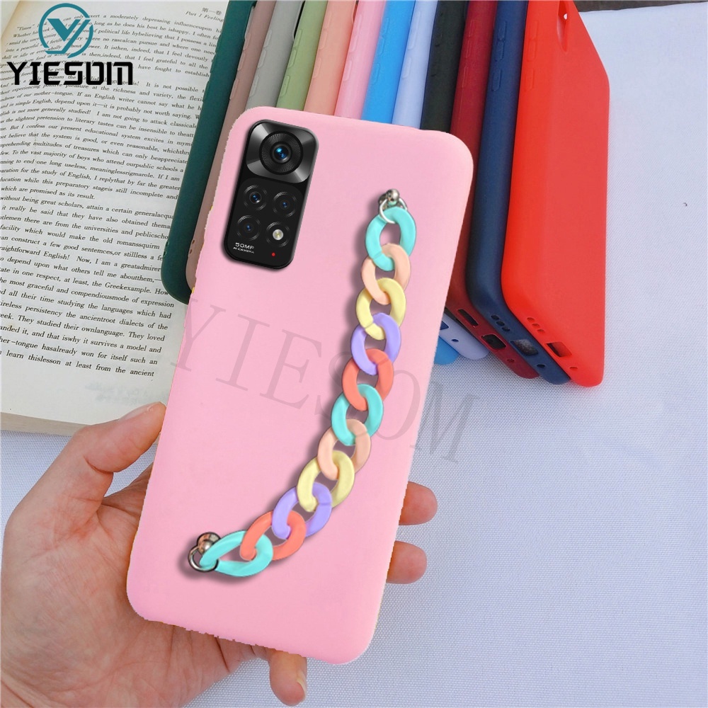 Ốp Điện Thoại TPU Mềm Màu Kẹo Có Dây Đeo Tay Cho Xiaomi Redmi Note 11 10 Pro 11S 10S 4G 2022