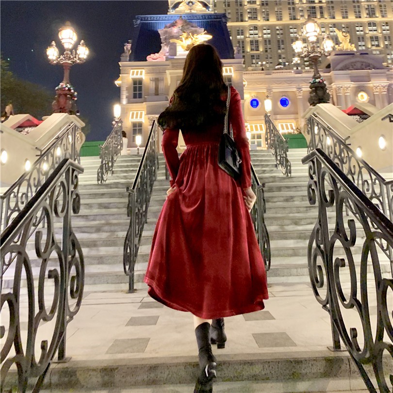 Đầm ulzzang nhung korea hai màu
