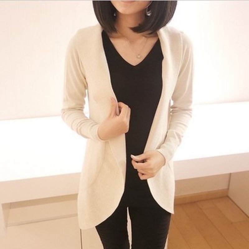 Áo Khoác Cardigan Dệt Kim Tay Dài Plus Size Cho Nữ