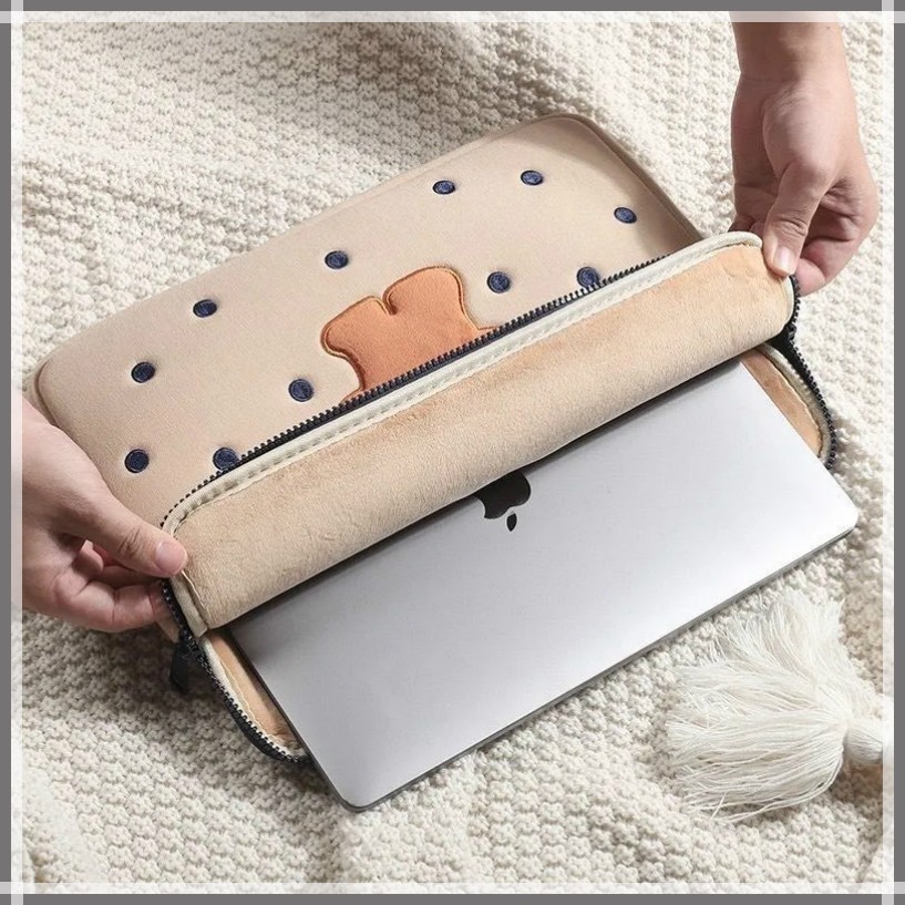 ⭐️ Kho Sẵn Sàng⭐️Túi Đựng Máy Tính Bảng iPad 13 14 15.6inch 11 12 Inch In Hình Gấu Đáng Yêu Phong Cách Hàn Quốc