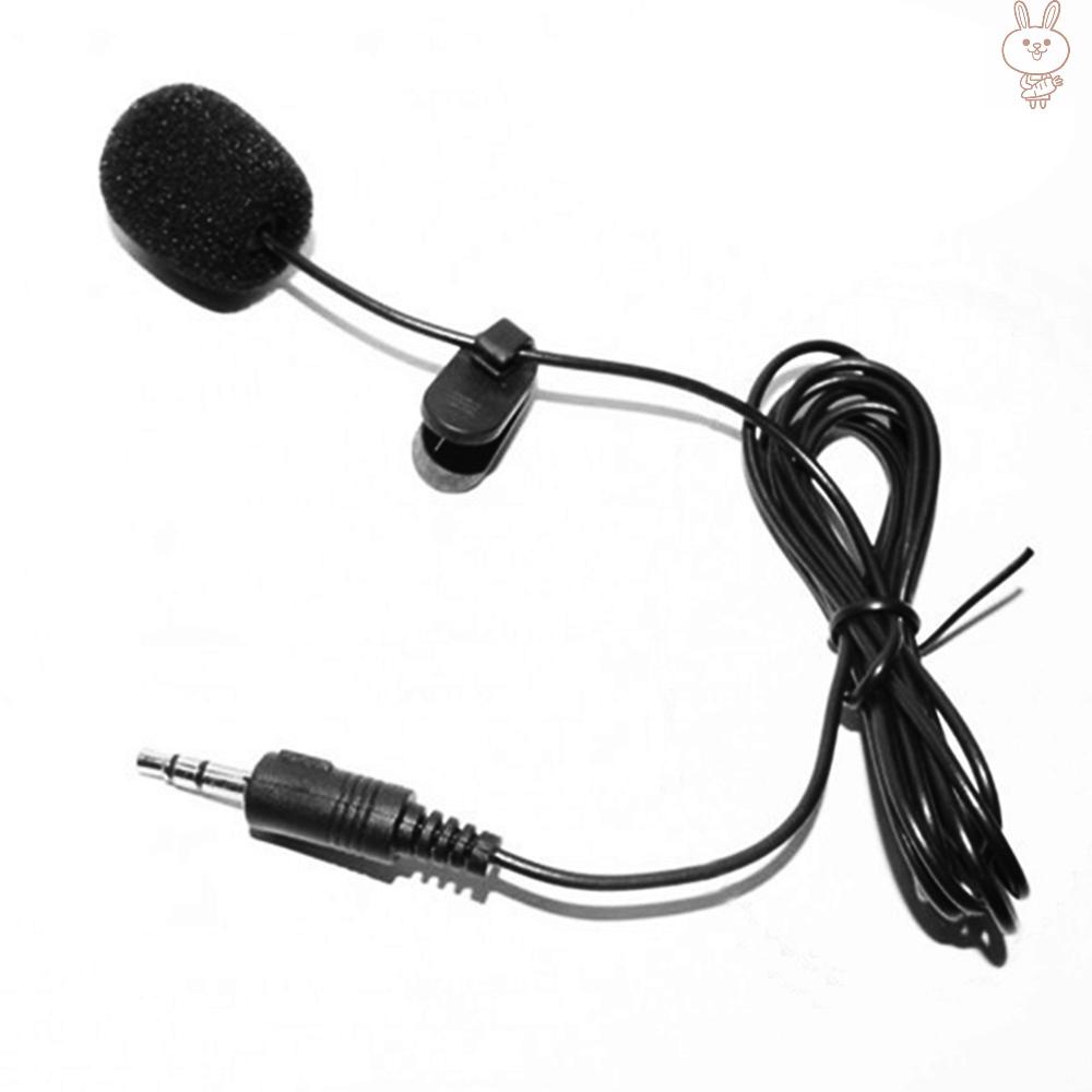 ol External Clip-on Lapel Lavalier Microphone 3.5mm Jack for Phone Handsfree Wired Condenser Mic for Teaching Speeching Black