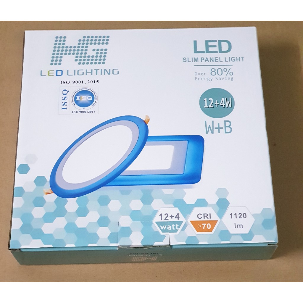 Đèn Led Âm trần vuông 16w  2 màu 3 chế độ ánh sáng  trắng xanh dương