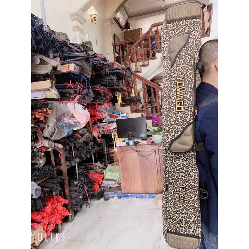 Túi đựng cần YOMAGO da báo 3 ngăn chính, 3 ngăn phụ, chống thấm nước siêu bền