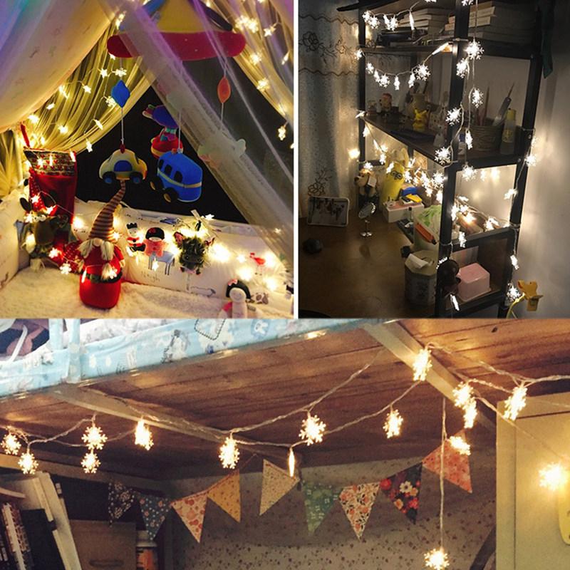 Dây đèn LED 2m 10 bóng hình bông tuyết trang trí cây thông Noel
