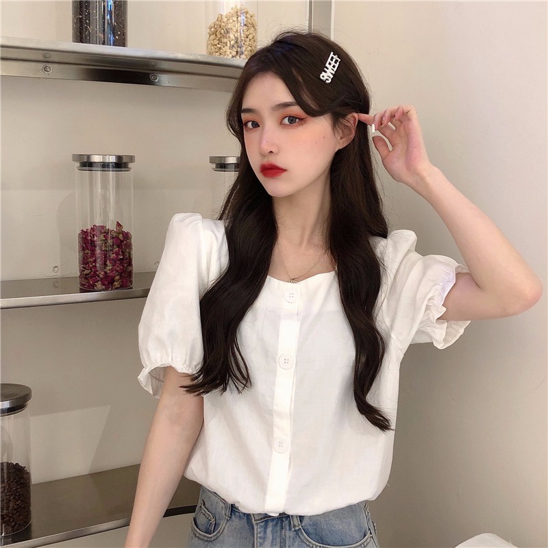 Áo Sơ Mi Tay Ngắn Dáng Rộng Phong Cách Hàn Quốc Thời Trang Mùa Hè Cho Nữ