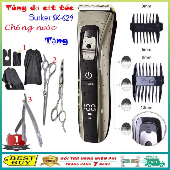 Tông đơ cắt tóc chuyên nghiệp lưỡi titan, chống nước, chống ồn, chống rung đẳng cấp Surker 629