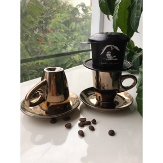 Ly sứ Espresso tráng men đồng