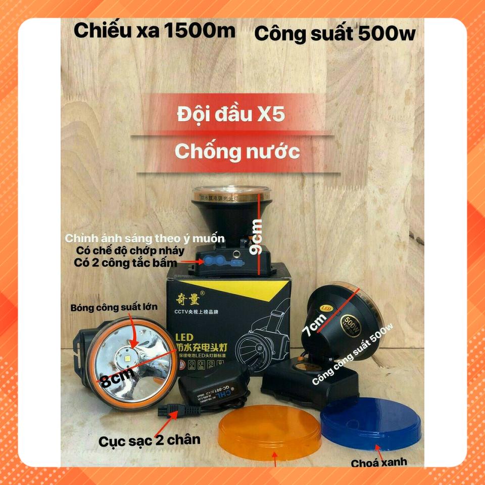 Đèn Đội Đầu Chống Nước Siêu Sáng X5 / X6, 500W - 600W