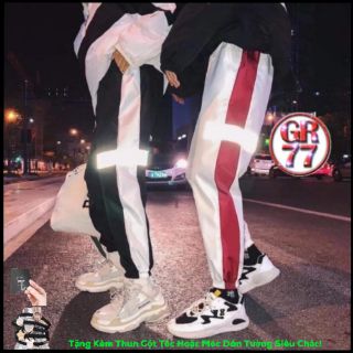 Quần jogger dù nam nữ phản quang phát sáng unisex giare77