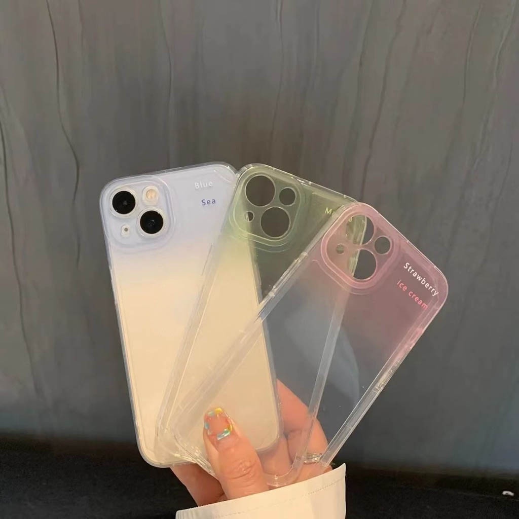 Ốp Điện Thoại Trong Suốt Màu Gradient Đơn Giản Cho iphone 12 13 11 Pro Max X Xs Max Xr Edge