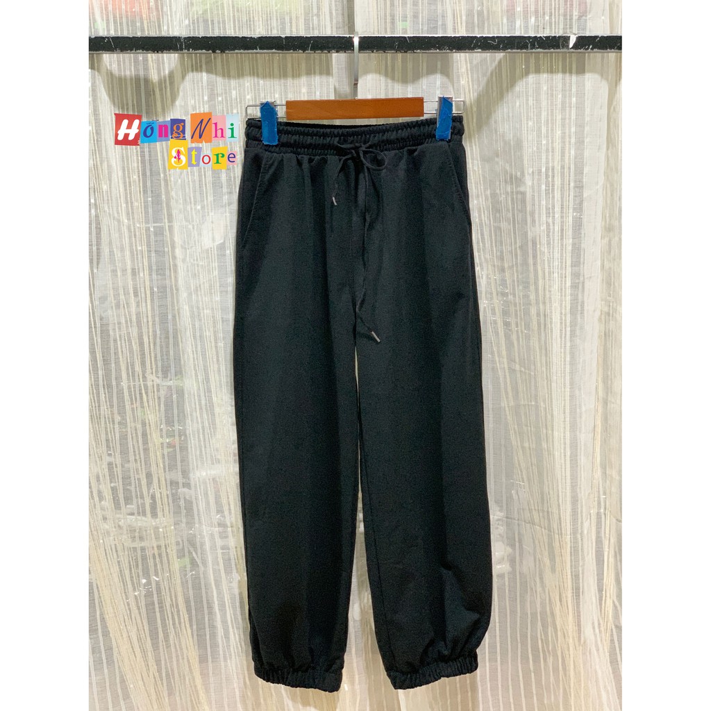 Quần Jogger Lưng Thun Trơn Dài Bo Lai Dáng Rộng Màu Đen - Jogger Long Basic Pant Unisex - MM