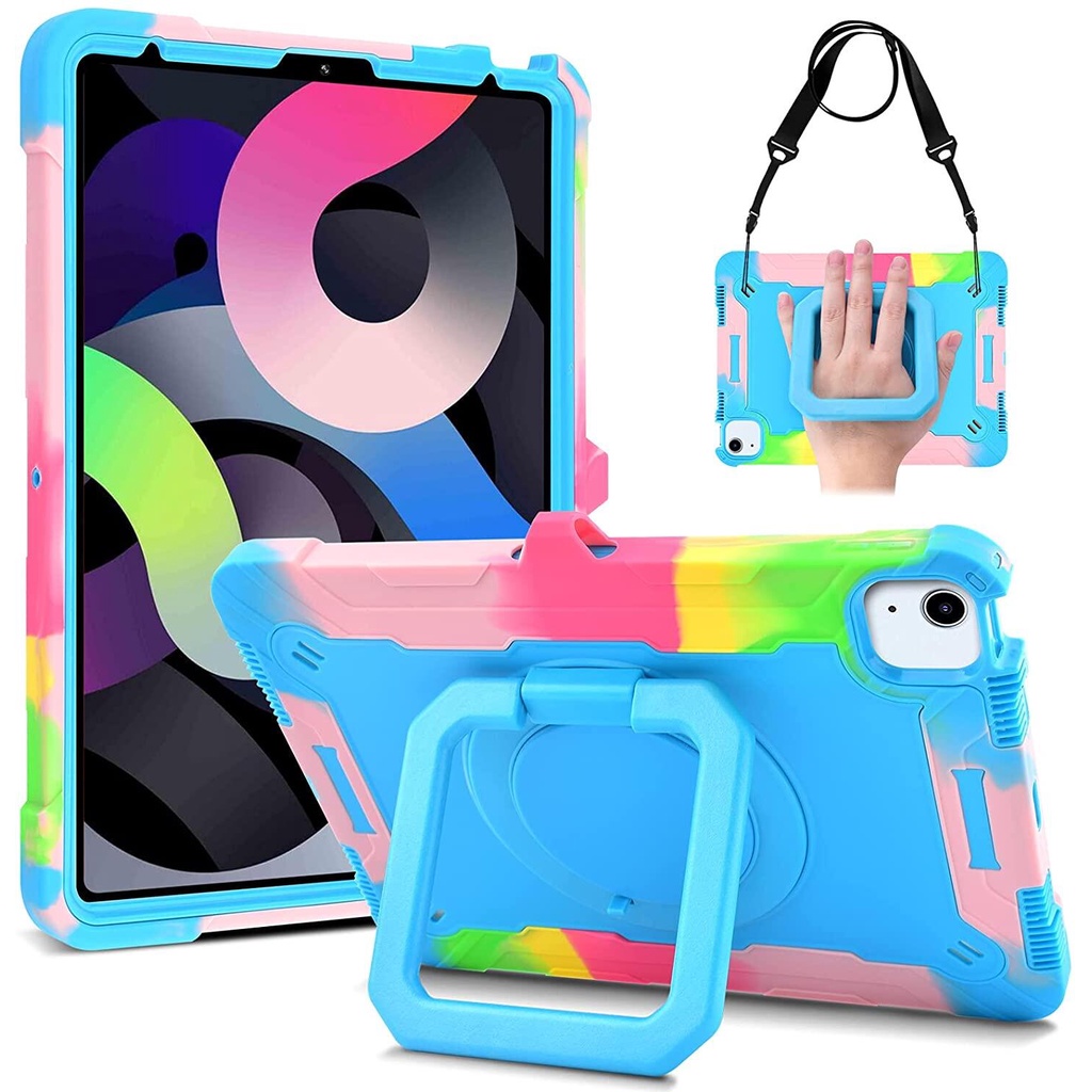 Ốp Máy Tính Bảng Chống Sốc 3 Lớp Chịu Được Sức Nặng 360 Độ Cho iPad 10th Gen 10.9 inch 2022°Ốp Lưng Có Đế DựNg Và Dây Đeo Vai Cho iPad 10.2 / iPad Air 5 / Air 4 / Air 3 / iPad Pro 11 / Mini 6
