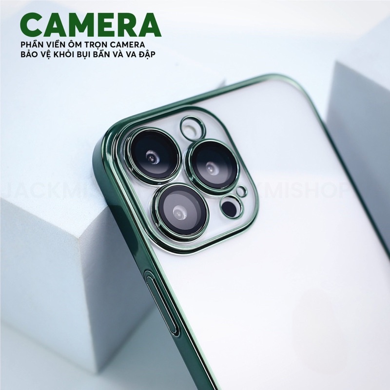 Ốp lưng X&M trong suốt viền màu chống ố bảo vệ camera cho điện thoại ip 13 promax 13 pro 13 12 promax