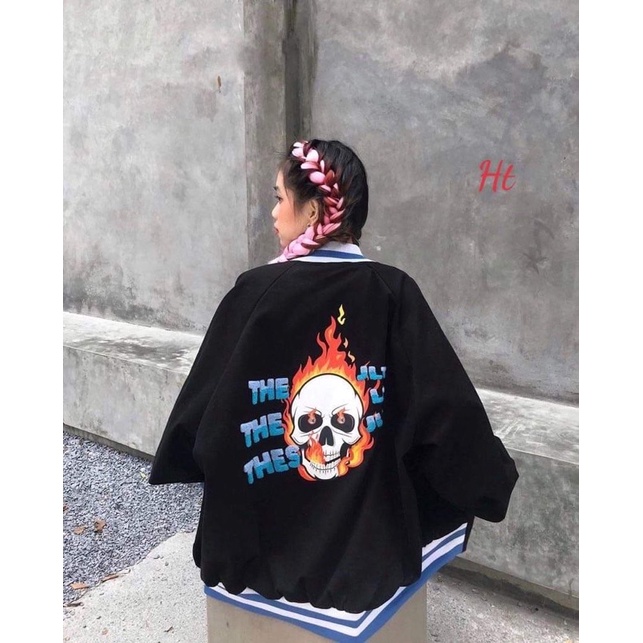Áo bomber bo viền xanh quỷ lửa H2