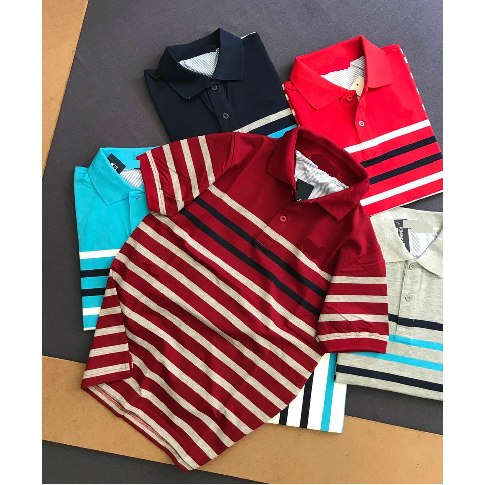 Áo thun nam cotton cổ bẻ thiêt kế sọc ngang phông cách đơn giản và trung niên thời trang nam Liyor - TDATCS3071 | BigBuy360 - bigbuy360.vn