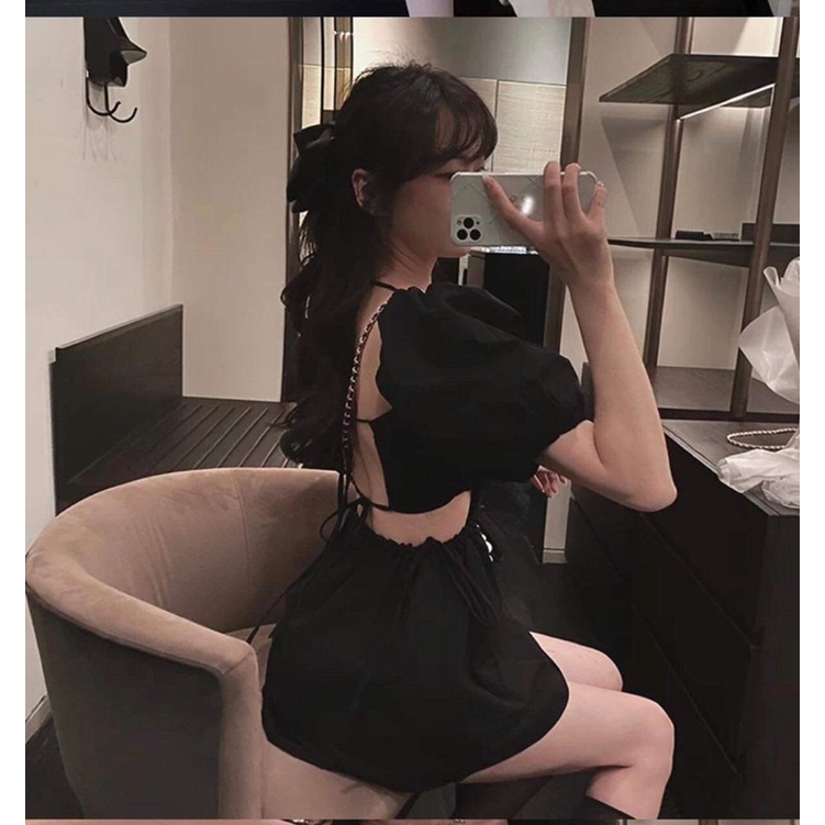 Váy Công Chúa Hở Lưng 🦋 Váy Sexy Buộc Dây Hotrend Xanh/Đen/Trắng 🦋 Boss | BigBuy360 - bigbuy360.vn