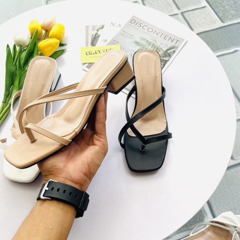 Dép nữ xỏ ngón, sandal đế vuông 3p mã H27
