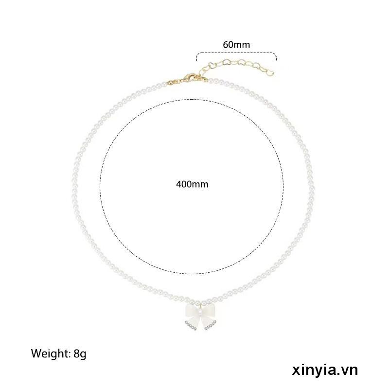 Vòng cổ Mặt Nơ Đính Ngọc Trai Cao Cấp Thời Trang Mùa Hè Dành Cho Bạn Gái