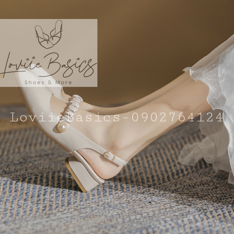 GIÀY SỤC LOVIIE BASICS - SANDAL BÍT MŨI GÓT VUÔNG 3CM - GIÀY MŨI NHỌN DÂY NGANG ĐÍNH NGỌC G211125