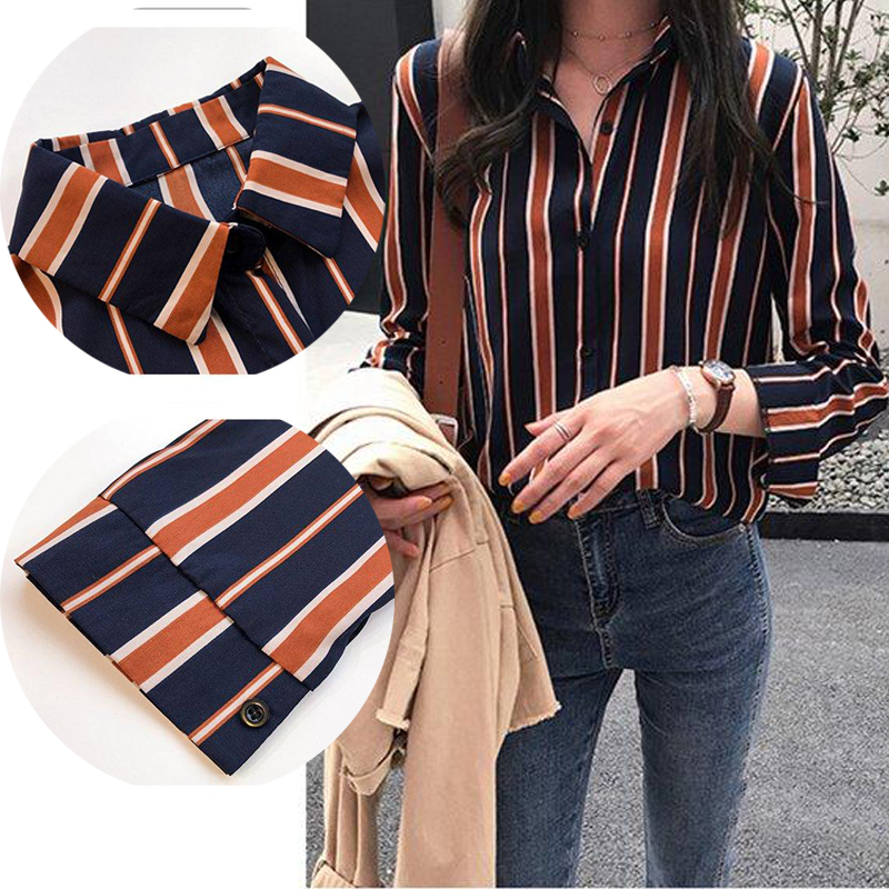 Áo Sơ Mi Tay Dài Kẻ Sọc Thời Trang Công Sở Dành Cho Nữ