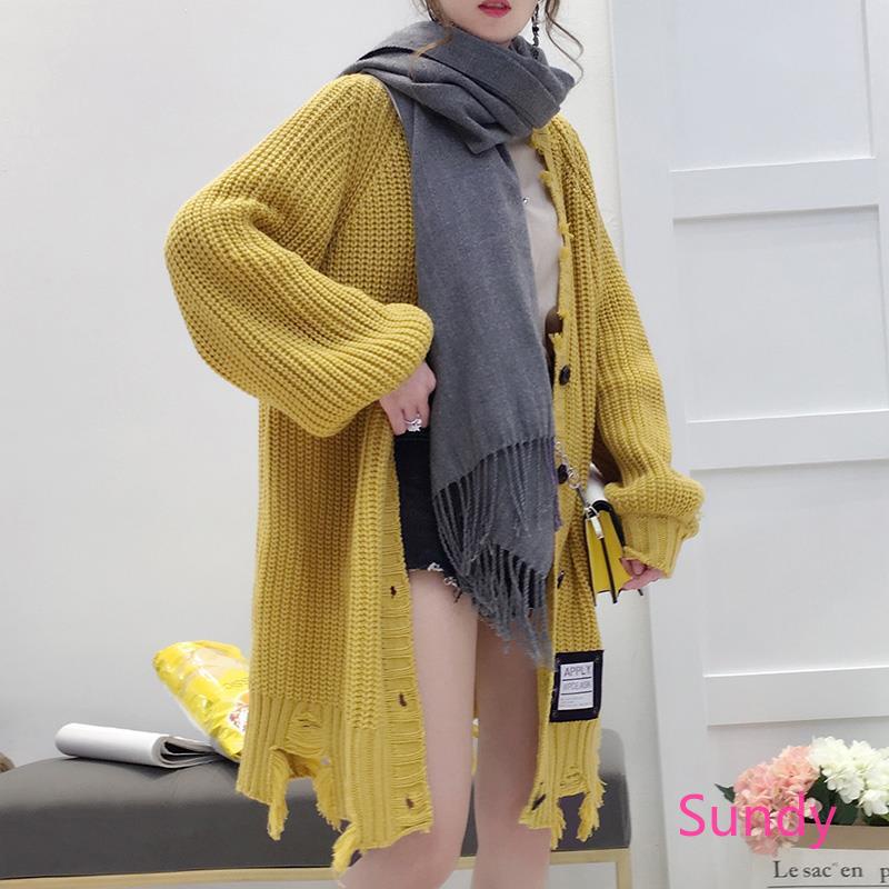 Áo khoác cardigan dệt kim form rộng thời trang mùa đông cho nữ