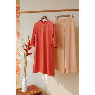 (2sun) [MOMOCO] Áo dài lụa nữ cổ trước xẻ M2480