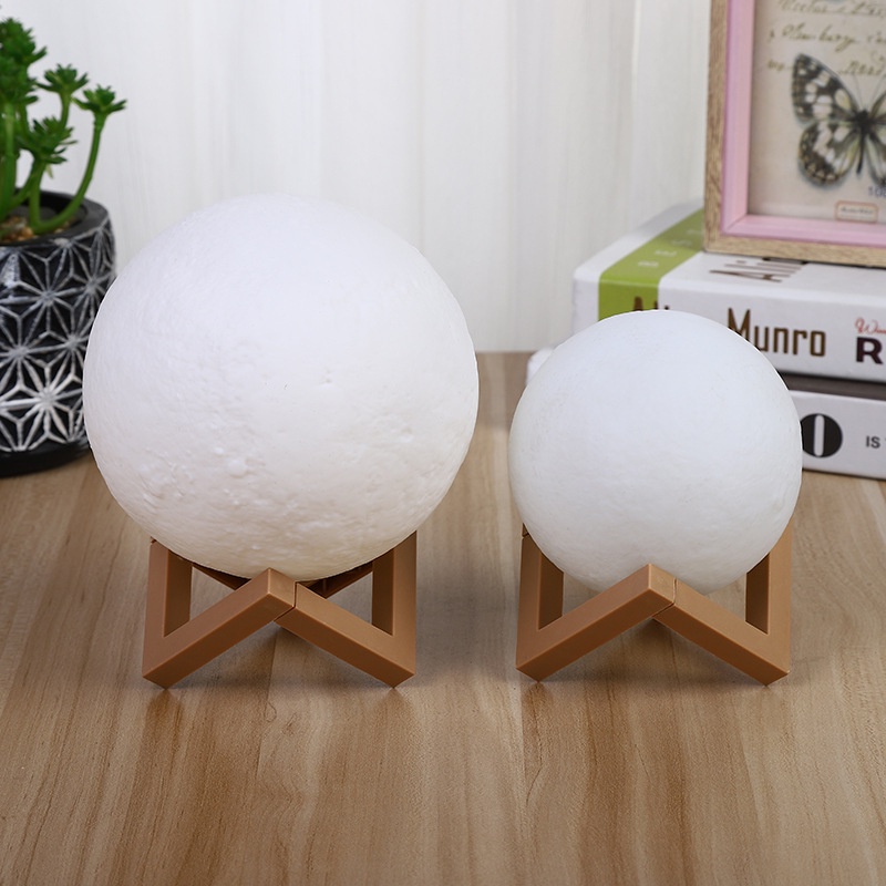 Đèn ngủ để bàn trang trí mặt trăng kích thước 15 - 12 - 8 cm - Tặng kèm đế nhựa lắp ráp