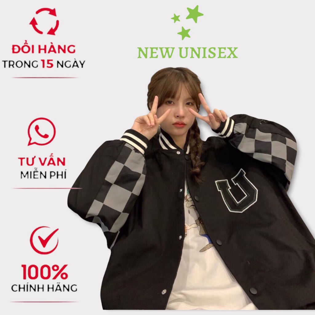 Áo Khoác Dù Bomber Nam Nữ Kiểu Dáng Thể Thao in Chữ U Kèm  Họa Tiết Caro Siêu Hot Trend