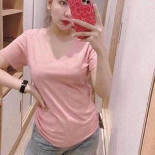 Áo phông cộc tay nữ cổ tim (vải Đũi giấy)