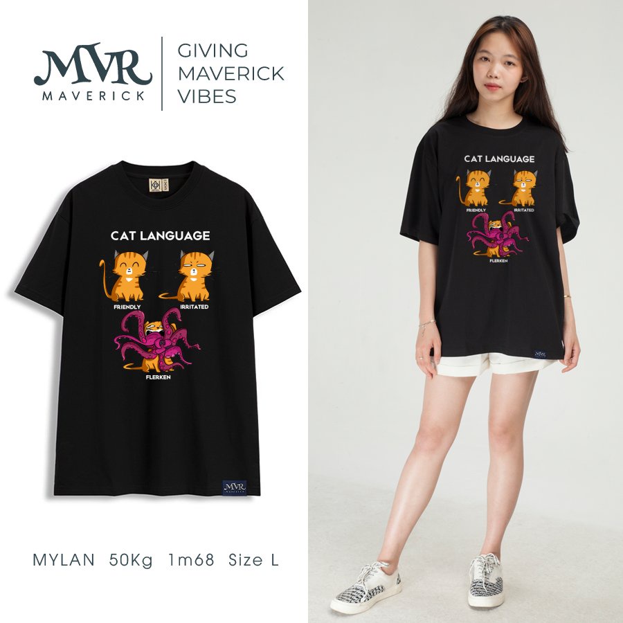 Áo thun Unisex phông nữ phom rộng Cotton thoáng mát ngôn ngữ loài mèo MVR KK3865