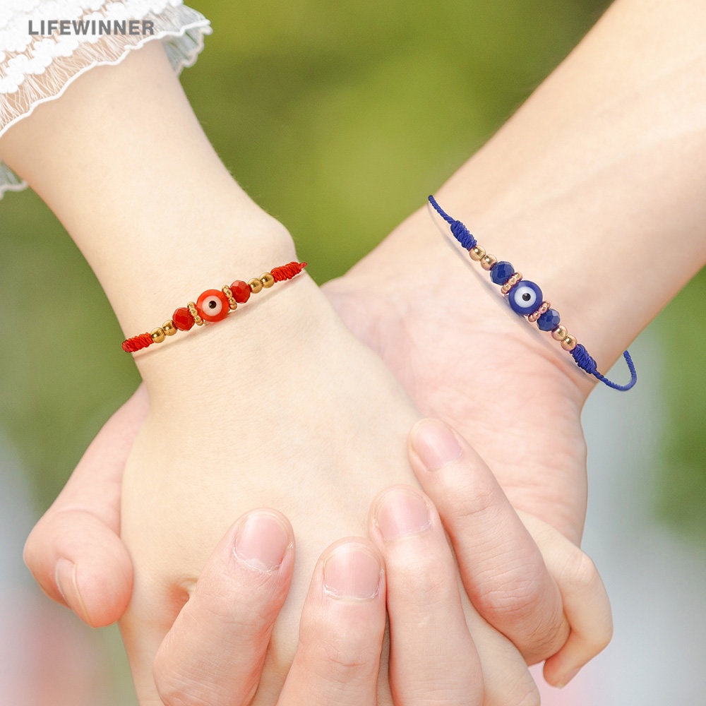 Vòng Tay Bện Dây Đỏ May Mắn Mặt Hình Mắt Quỷ Thổ Nhĩ Kỳ Có Thể Điều Chỉnh Làm Quà Tặng Cho Bạn Bè