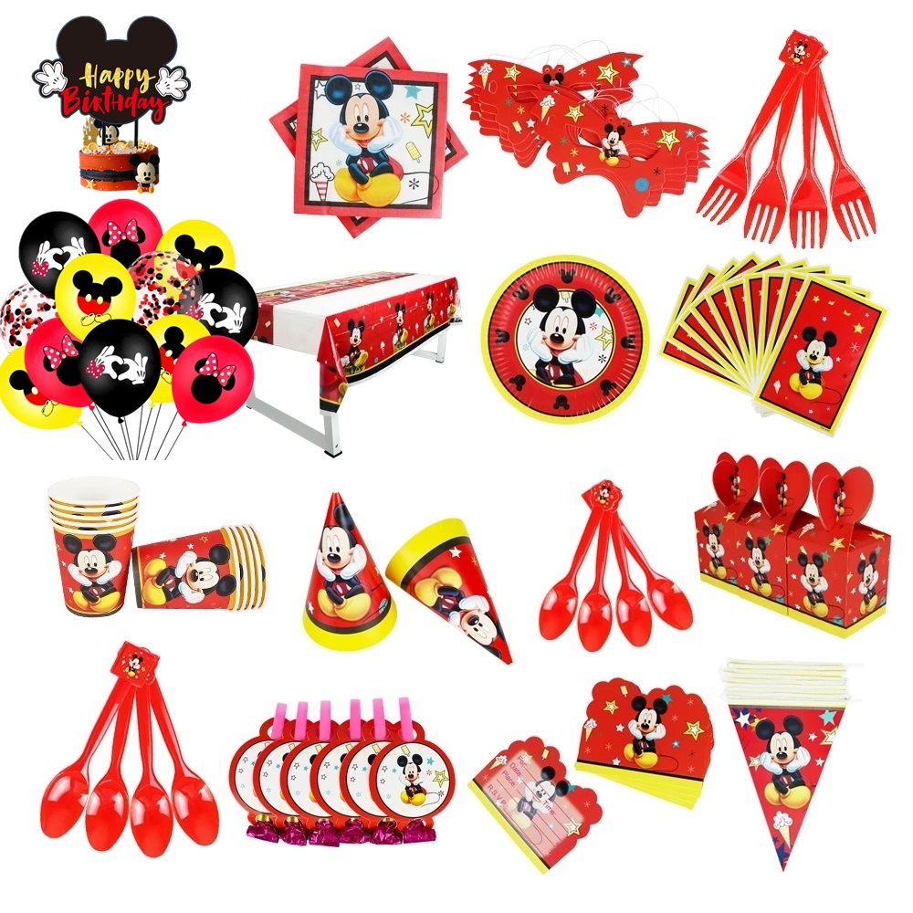 Mới Bộ Cốc / Cốc / Cốc Giấy Dùng Một Lần In Họa Tiết Chuột Mickey Hoạt Hình Trang Trí Tiệc Sinh Nhật Cho Bé