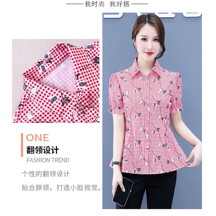 Áo Sơ Mi Chiffon Tay Ngắn Dáng Ôm In Họa Tiết Hoa Thời Trang Mùa Hè Hàn Quốc 2022 Cho Nữ