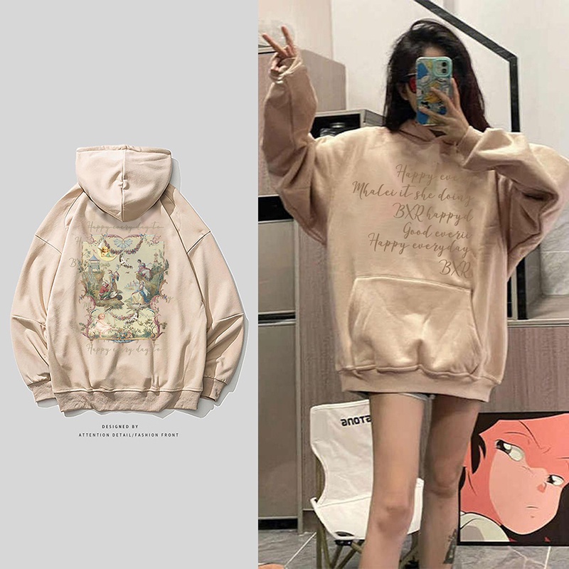 NRVP Áo Khoác Hoodie Tay Dài Dáng Rộng In Họa Tiết Phong Cách Hàn Quốc Dành Cho Nam Nữ