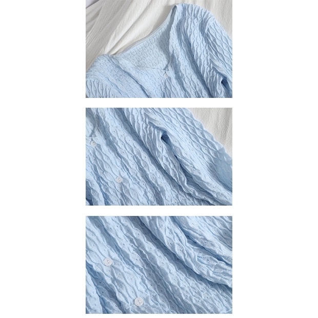 Áo Cardigan Ngắn Cổ Chữ V Màu Trơn Phong Cách Hàn Quốc Thời Trang Xuân Hè Hàng Mới Cho Nữ
