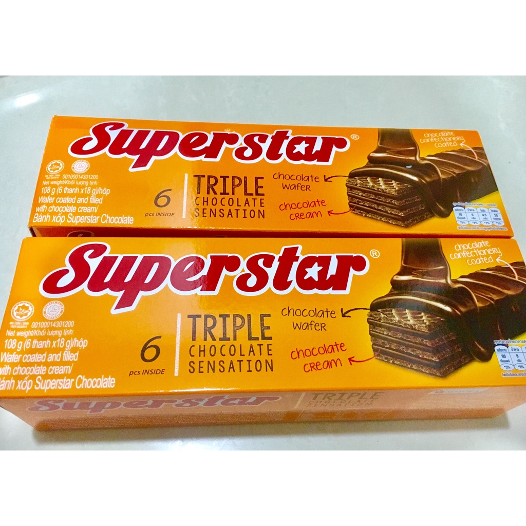 Bánh xốp phủ kem socola Superstar hộp 108g/ 192g