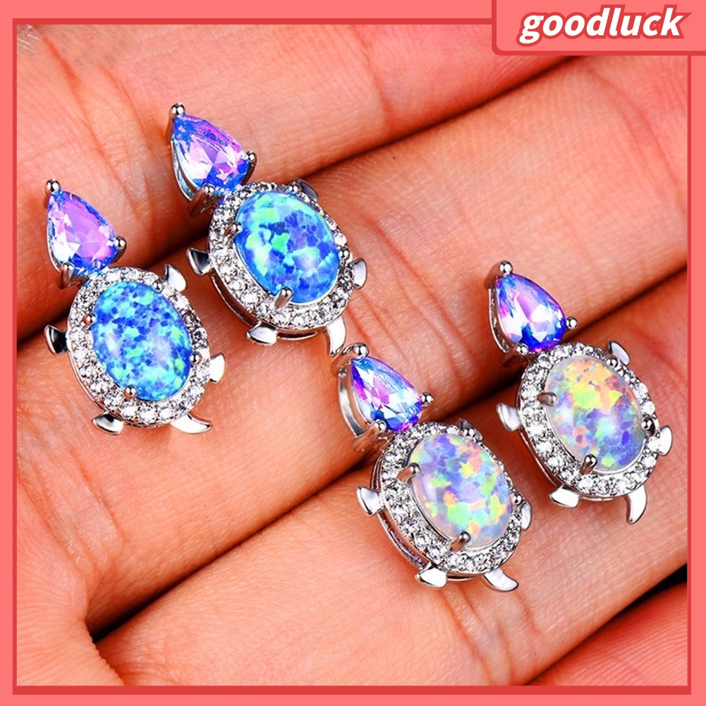 ps/Fashion Women Tortoise Faux Opal Rhinestone Ear Stud Earrings Party Jewelry