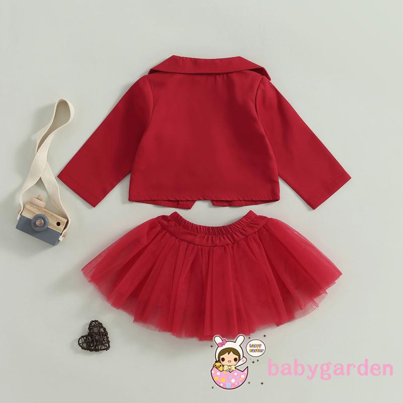 Set Áo Khoác Tay Dài Màu Trơn + Chân Váy Tulle Cho Bé Gái 1-7 Tuổi