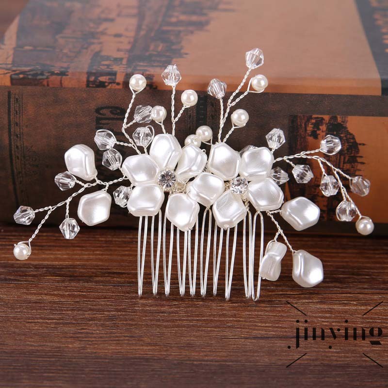 GETNOIVAS Cài tóc đính hạt ngọc phụ kiện ngày cưới cho cô dâu
